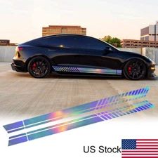 NEO Laser Sport Racing Stripes Car Body Side Door Skirt Decal Stickers Universal