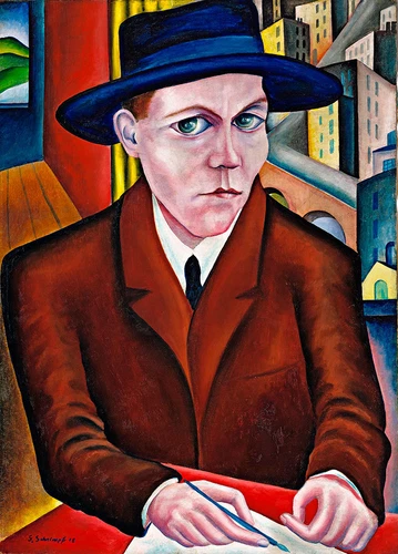 Portrait Oskar Maria Graf A1 by Georg Schrimpf High Quality Canvas Print