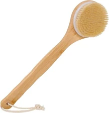 Bamboo Bath Body Brush Soft Bristles Shower Back Scrubber Anti-Slip Long Handle