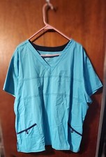light blue w/ navy trim Scrubstar stretch women 3x scrub top EUC