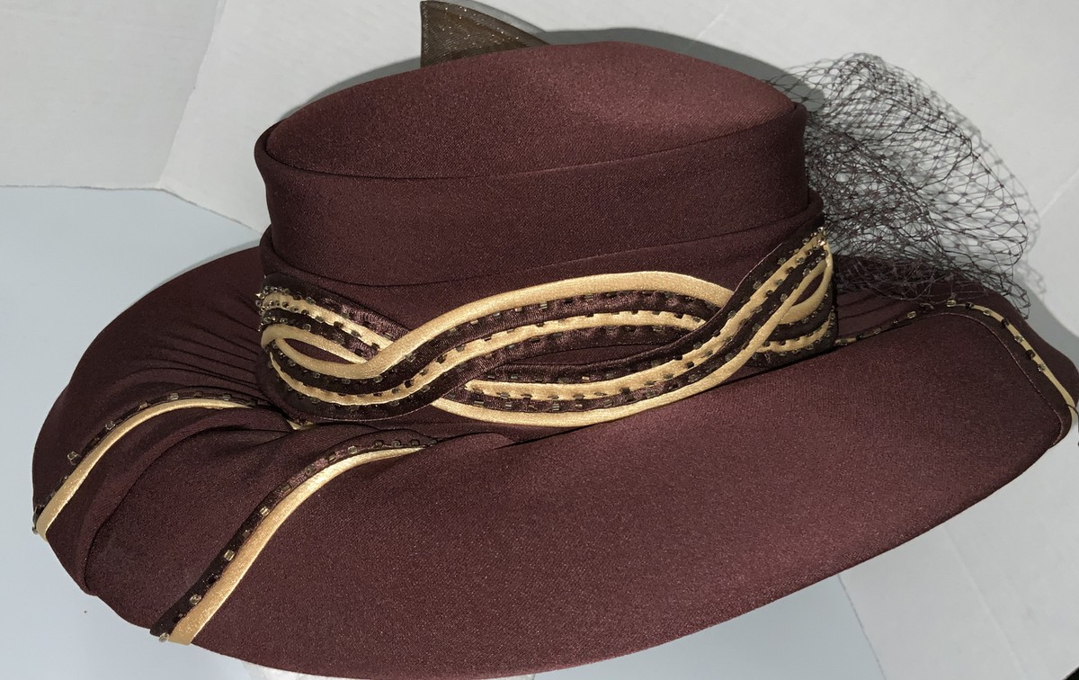 VTG Brown CARISSIMO Derby Church Sunday Cocktail Party Embellished Hat USA Made VTG CARISSIMO Womens Derby Church Sunday Cocktail Party  main image 2