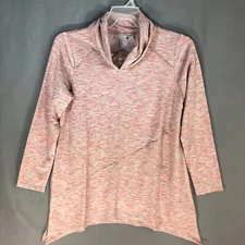 LOGO Lounge Lori Goldstein Top Small Red Clay French Terry Pullover Raw Stitch