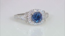 Blue Sapphire And White Cubic Zirconia Rhodium Over Sterling Ring 3.10ctw Size 6