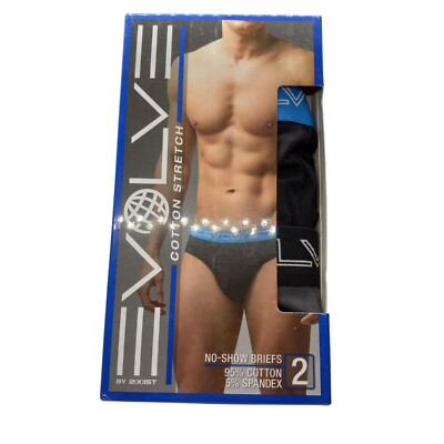 Evolve Size Small 2 Pack No Show Briefs Cotton Stretch Black Blue NEW