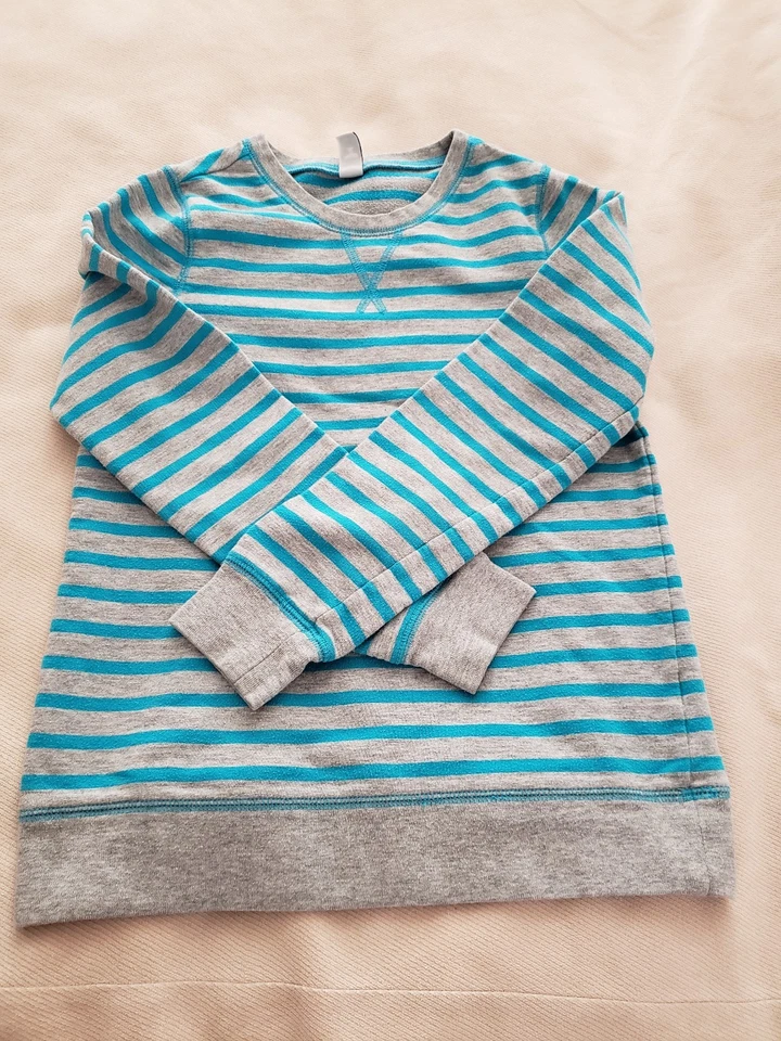 Sudadera a Rayas Niñas Azul Marino Antiguo, Gris Azul Amarillo, Juego de 2, Talla M (8) Foto 3 de 4