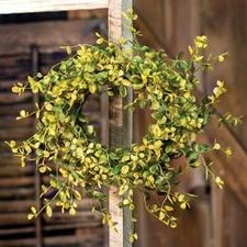 NEW Primitive BOG PIMPERNEL Candle Ring Wreath Green Summer 4.5" inside  