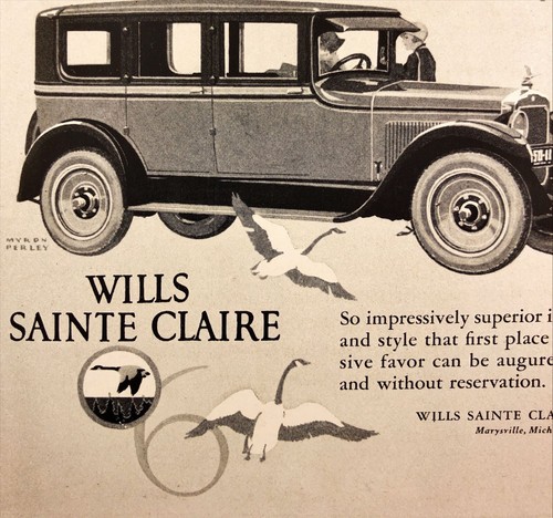 Pubblicità 1925 Wills Sainte Claire stampa d'epoca Marysville Michigan oche volanti