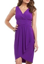 New Chaps by Ralph LaurenWomens Surplice Faux-Wrap Designer Dress Purple Orchid 