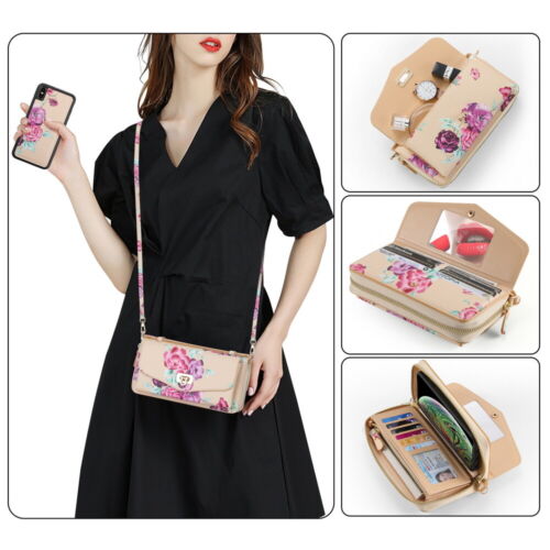 Printed Flower Lady Crossbody Handbag Wallet Magnetic Cover For iPhone 131415 16 - Picture 11 of 84