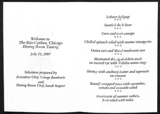 Ritz-Carlton Chicago Tasting Menu Chefs George Bumbaris Sarah Stegner 1997
