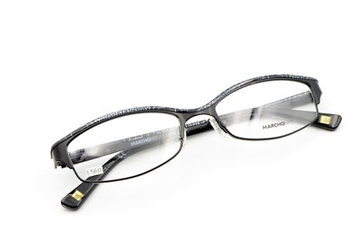 MARCHON NYC CARRIAGE 001 Black Crackle 51-16-135 Eyeglass Frames Flex Hinge L560