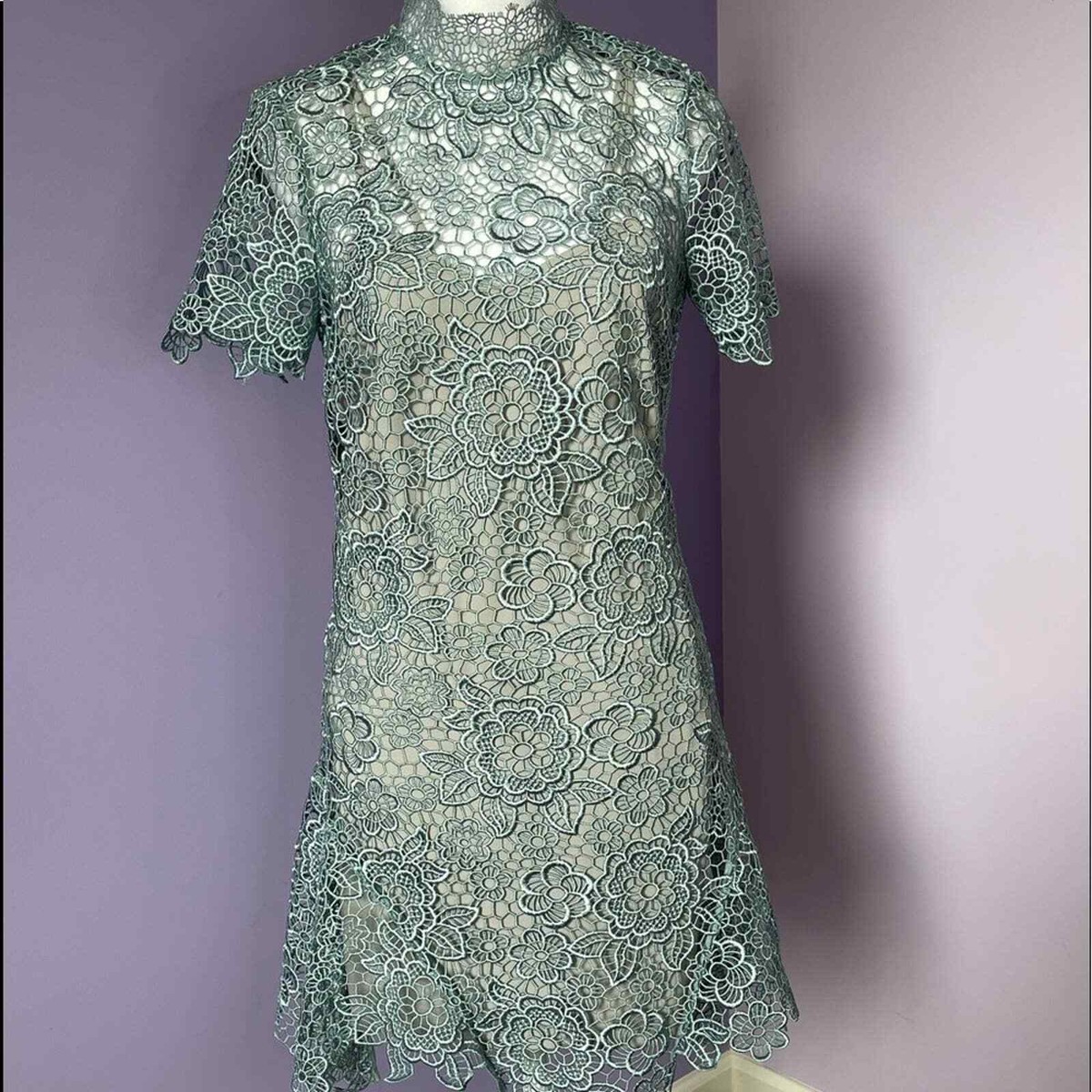 Self Portrait Guipure Peep Back Lace Mini Dress (2) | eBay