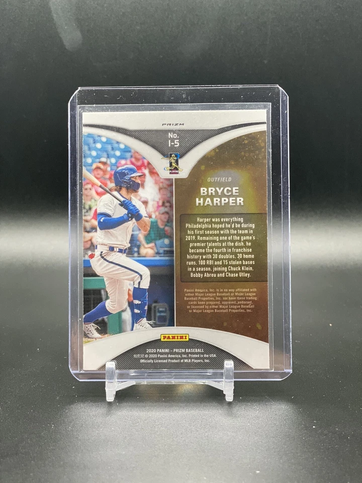 2020 Panini Prizm - Bryce Harper - Illumination Green Prizm - #I-5 Phillies - Image 2 of 2