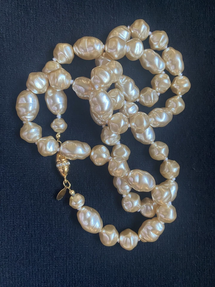 Joan Rivers 38” Faux Baroque Pearl Necklace Champagne - Image 2 of 4