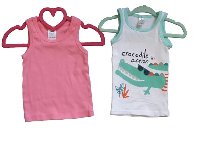 2 Tlg Topomini Unisex Ärmellos Oberteile Sommer Baumwolle Tank Top Set  74/80