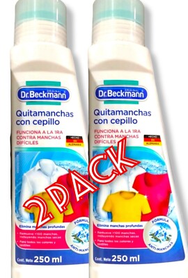 2 PACK DR. BECKMANN STAIN REMOVER QUITAMANCHAS CON CEPILLO 2 BOTTLES 250ml EA.