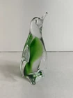 Vintage Murano Style Green Glass Penguin 5.25” Tall Please Read!