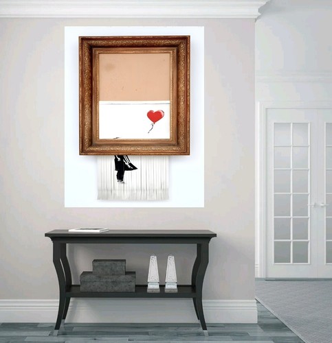 BANKSY BALLOON GIRL SHREDDED LOVE GRAFFITI STREET WALL ART CANVAS FRAMED PRINT - Picture 2 of 7