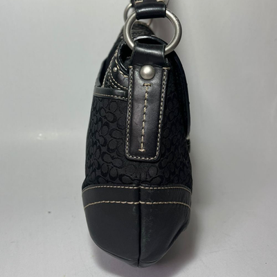 バッグ COACH Signature Suede Studded Hobo Bag Coach Vintage Black