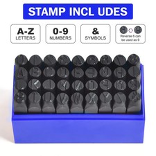 36Pcs 10mm Steel Metal Punch Letter & Number Stamp Stamping Kit Set with Case