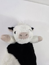 Hallmark Baby Cow Security Blanket Lovey Black White Spotted Faux Fur Satin Trim