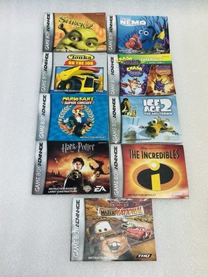 Mario Kart Cars Crash Shrek Nemo Harry Potter Game Boy Advance, GBA Games Lot 9