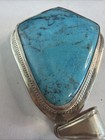 Vintage Native American Sterling Silver Turquoise Slab Pendant Statement  F27 — photo 6