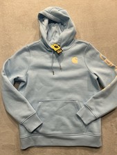 Carhartt Women's Relaxed Fit Midweight Logo Sleeve Graphic Sweatshirt Sz M Blue
