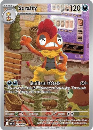 Scrafty-Pokemon-139/086-SV: White Flare-Holofoil-IR-NM-Tetsu Kayama