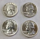 1964-D+P Mints AU Washington Quarters 90% Silver Coins Lot (Set of 4)  #W98