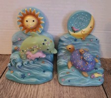 Whimsical Dolphin Turtle Bookends Pastel Lisa...