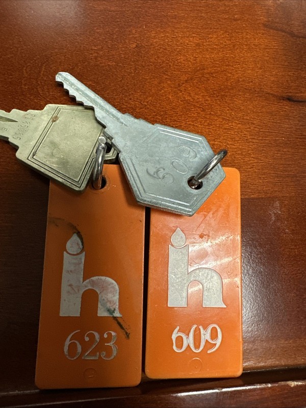2 VTG Hospitality Motor Inn Motel Hotel Room Key Fob Key# 609/623 Atlanta GA.