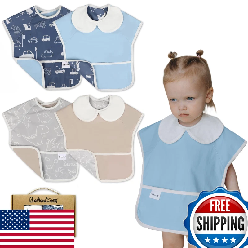 Bebeezoo 6-Layer Waterproof Baby Bib Reversible Adjustable Washable Stain Oil