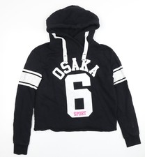 Womens UK XS Regular Superdry Black Pullover Hoodie