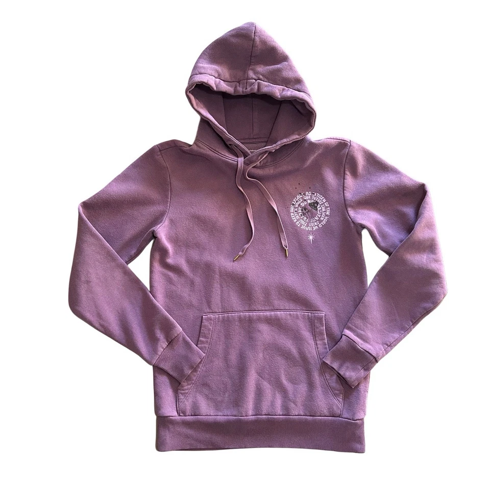 Женская толстовка с капюшоном фиолетовая без границ XS гриб и череп графический принт - Изображение 2 из 4