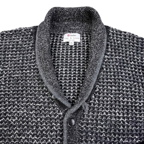 Rag & Bone Neiman Marcus Cardigan Sweater Size XXL Black Gray Wool Blend - Picture 2 of 12