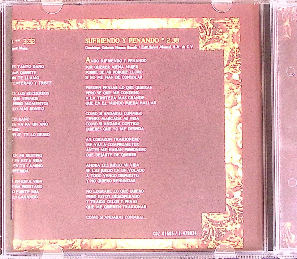 VICENTE FERNANDEZ AUNQUE ME DUELA EL ALMA SONY DISCOS CD 8469 - Image 3 of 4