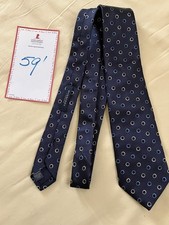 Burberry London Men's Neck Tie 100 Silk Navy Blue Geometric Pattern
