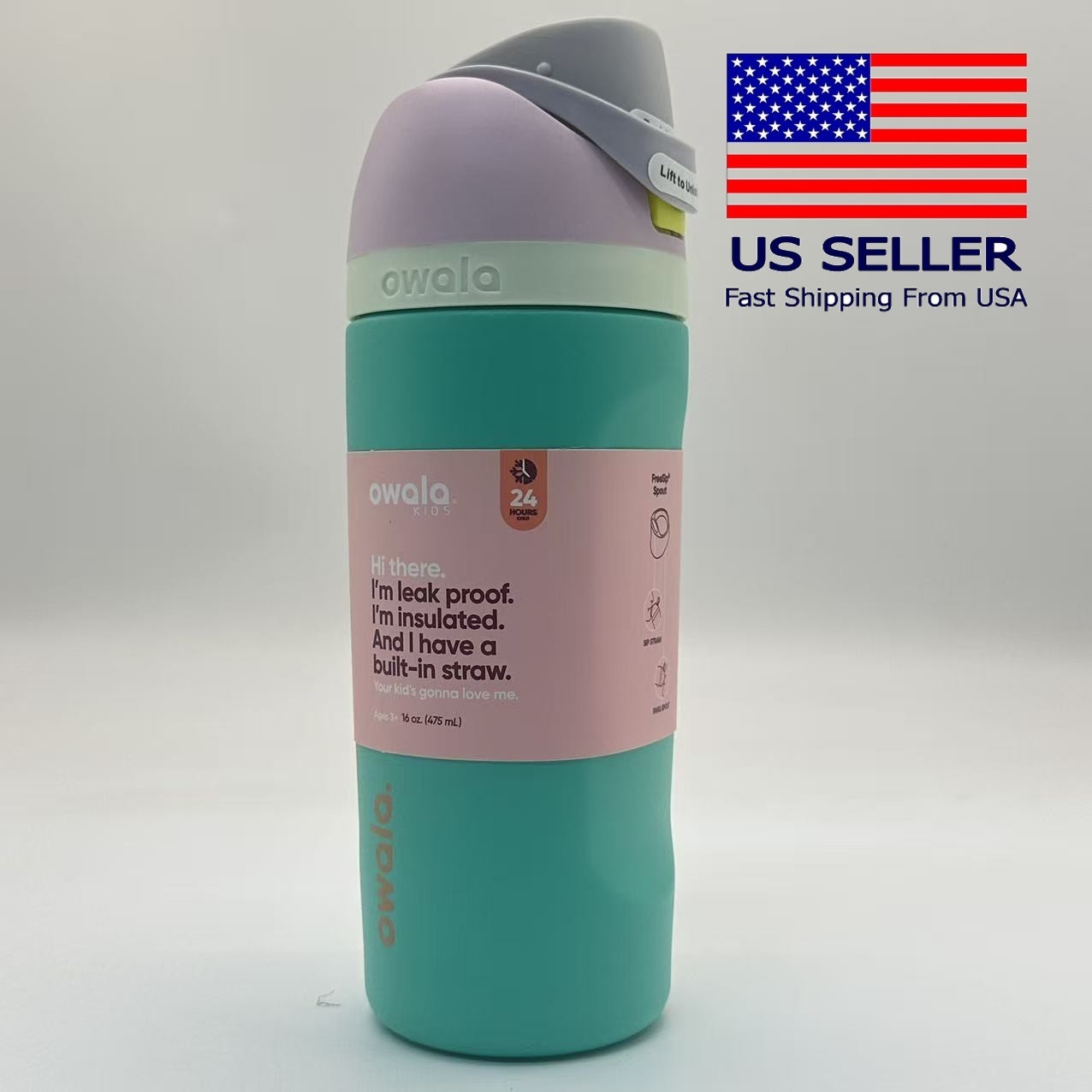 Owala 16oz Kid Make Waves FreeSip Water Bottle Sport Mug