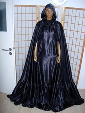 DOUBLE LAYER Gloss Satin Nylon Vintage Cloak Cape  Headcover BLACK -XXXL