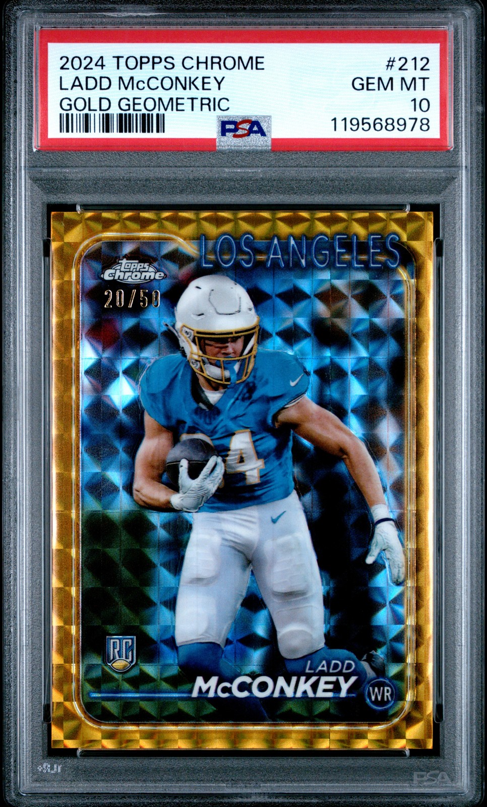 Ladd McConkey Topps Chrome #212 Gold Geometric
