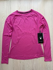 SPYDER Active Size S Womens Long Sleeve Thumbholes Side Zip Pocket Top Pink NWT