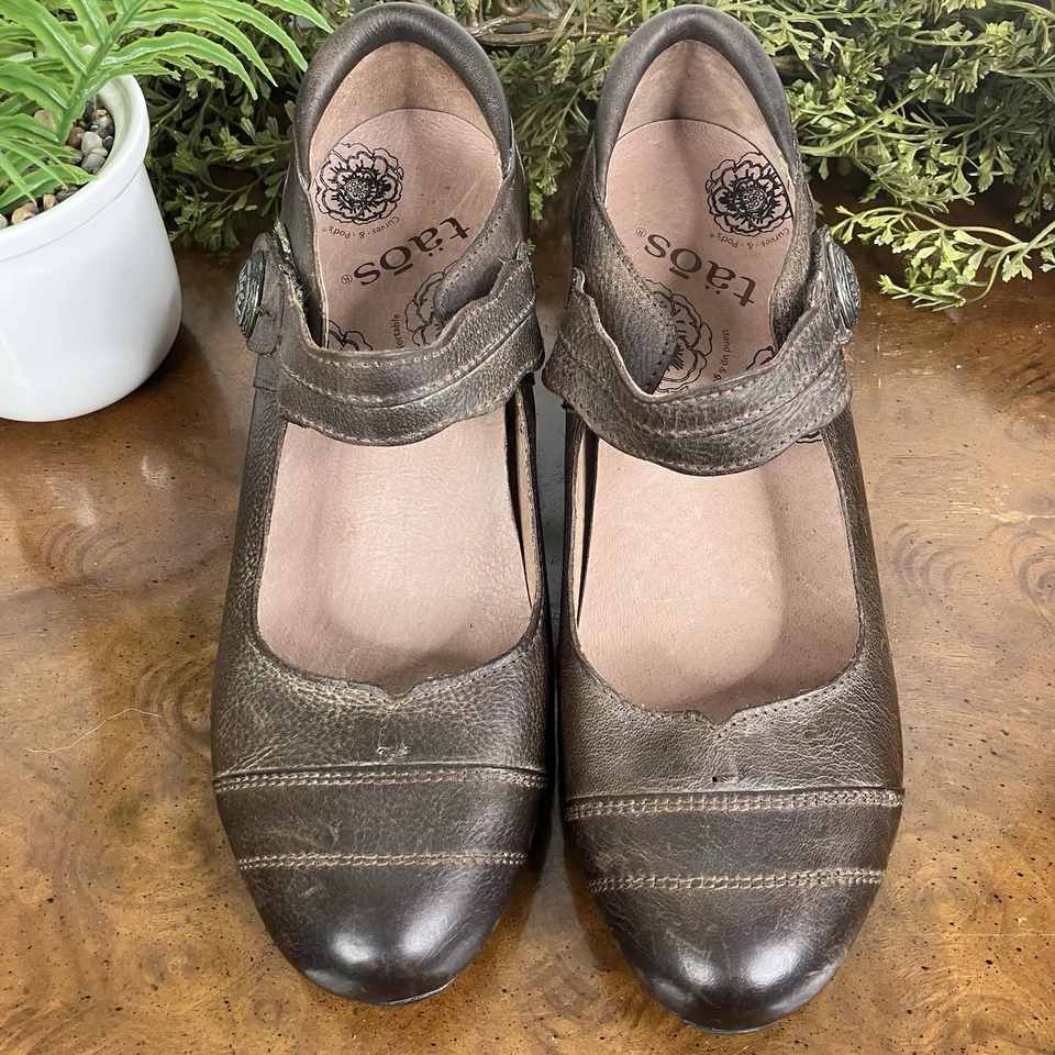 Taos коричневый кожаный Мэри Джейн каблуки туфли размер 8 кожаный гардероб капсулы товар - Изображение 2 из 4