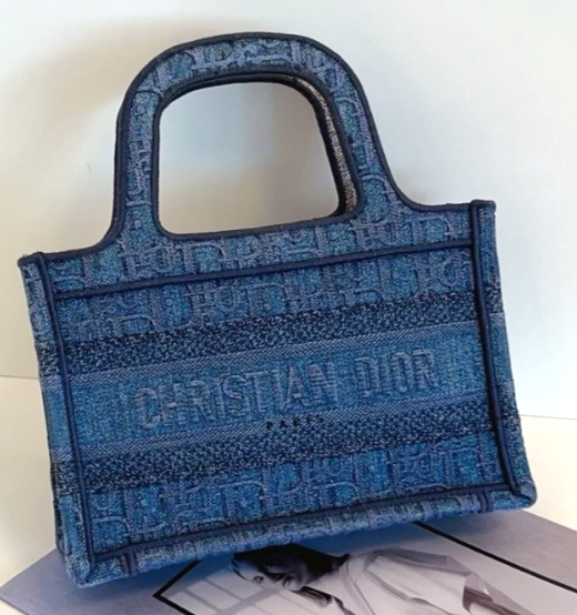 Dior Mini Book Tote Denim Handbag Like New Preowned