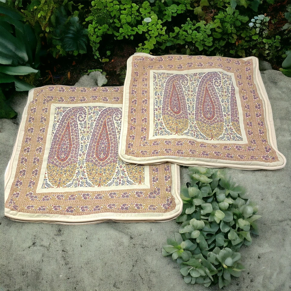 Lote 2 Fundas de Almohada Pottery Barn Patrón Paisley Acento 18x18 Granja Casa de Campo Foto 2 de 4