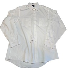 Brooks Brothers NetJets Shirt Mens 17 White Cotton Pilot Long Sleeve 36/37