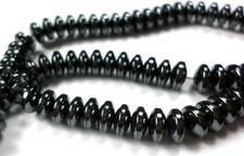 16" Strand 129 Black Shiny Hematite Gemstone 6x3mm Rondelle Disc Gorgeous Beads