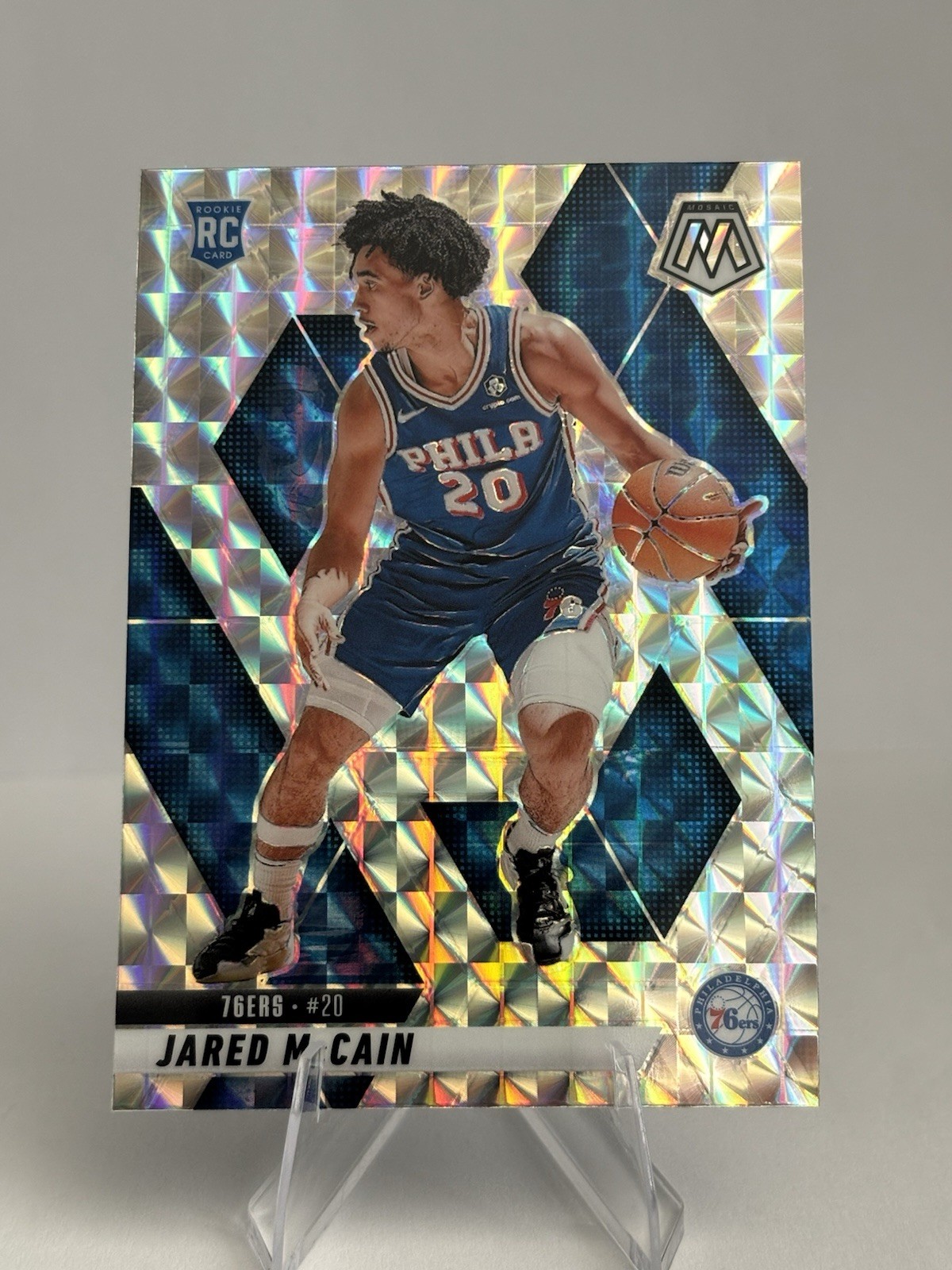 Jared McCain 2024-25 Panini Mosaic - Silver Mosaic True Rookie RC #228 76ers