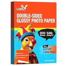 Double Sided Photo Paper Glossy 8.5x11 54lb 200 Sheets Inkjet Printer Uinkit