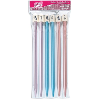 Susan Bates Silvalume Single Point Knitting Needles 10'' Set-Sizes 11 To 15 11193